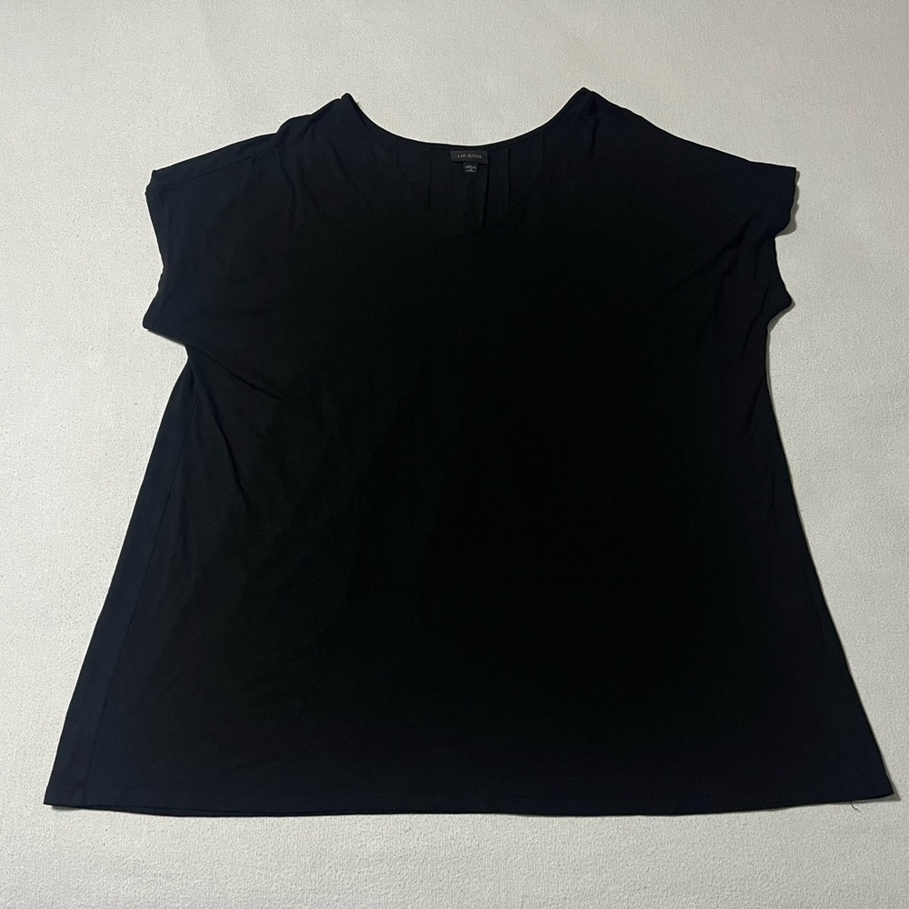J Jill Wearever Collection Size 2X Solid Black Top Stretch Very‎ Short Sleeve